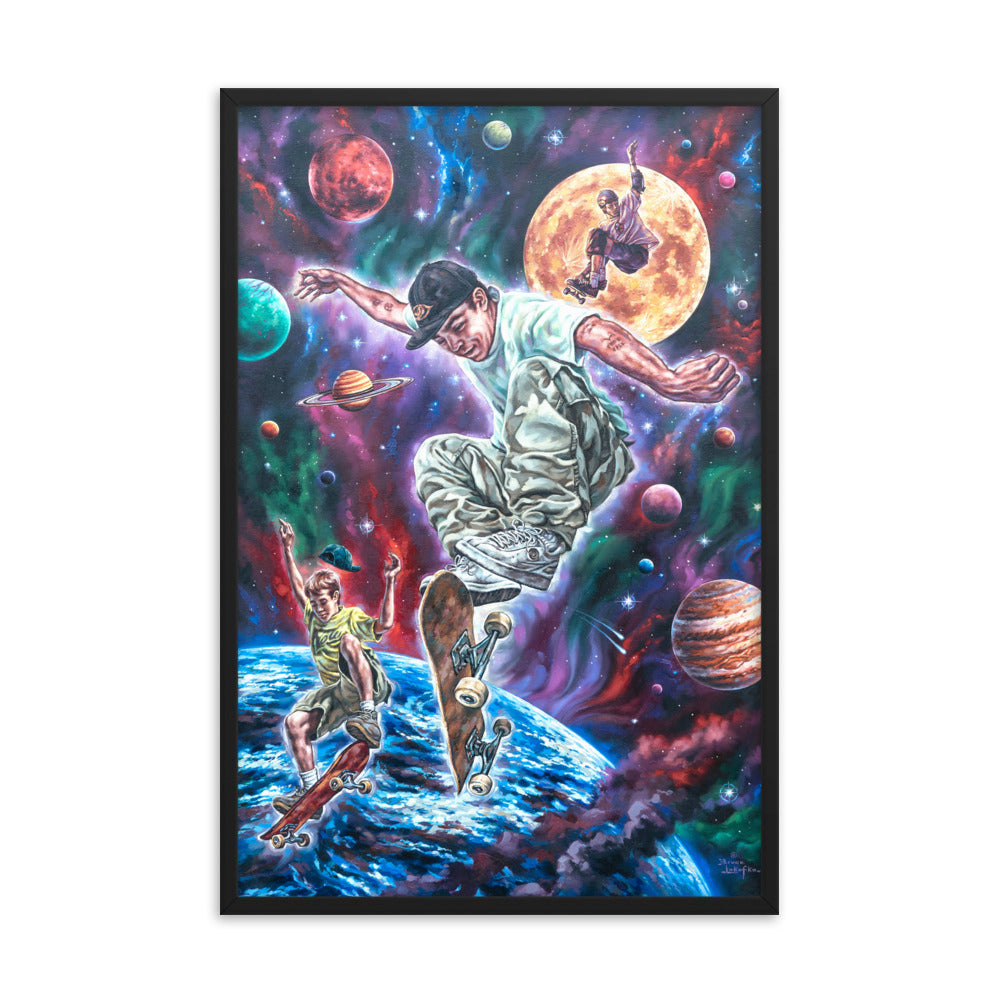 Framed photo paper poster: Moon Jumping