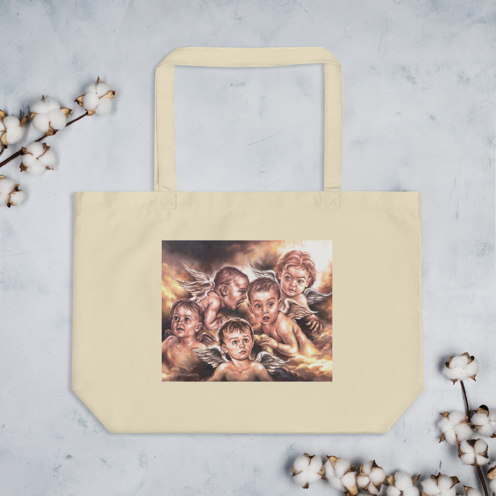 Large organic tote: Angel Whispers
