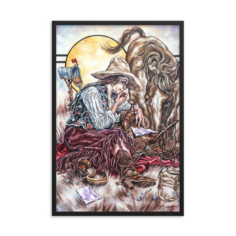 Framed photo paper poster: Cowgirl Mail