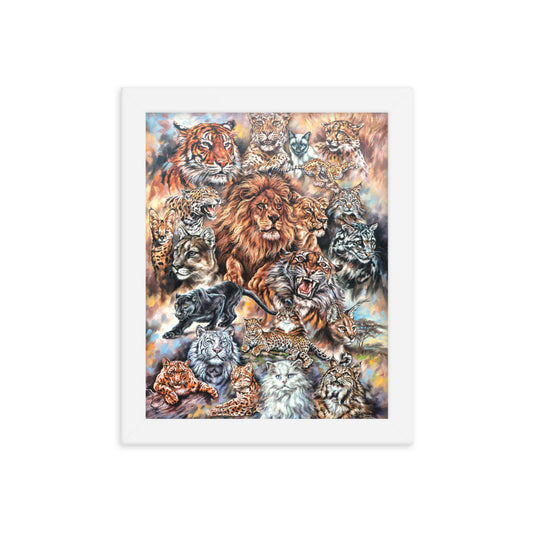 Framed photo paper poster: Meow! The Cat Family