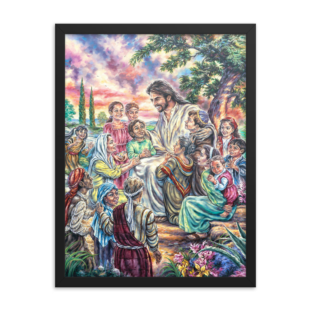 Framed photo paper poster: Christ And The Children