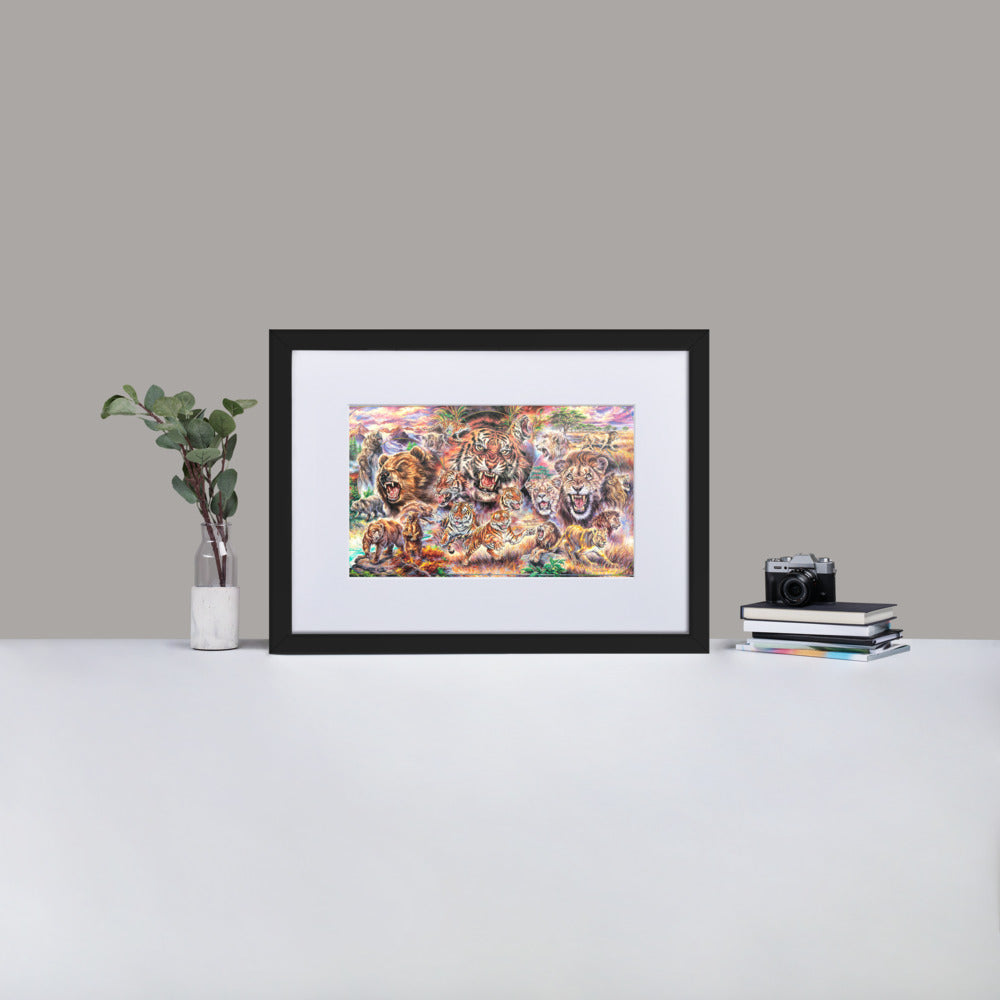 Matte Paper Framed Poster With Mat: Lions, Tigers, And Bears