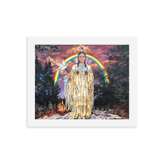 Framed photo paper poster: Rainbow Dove