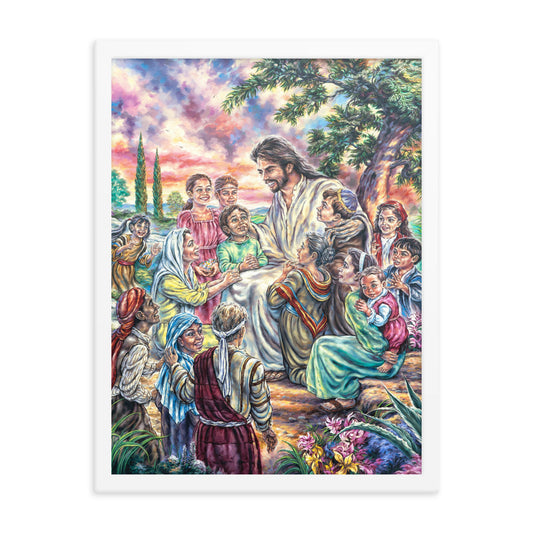 Framed photo paper poster: Christ And The Children