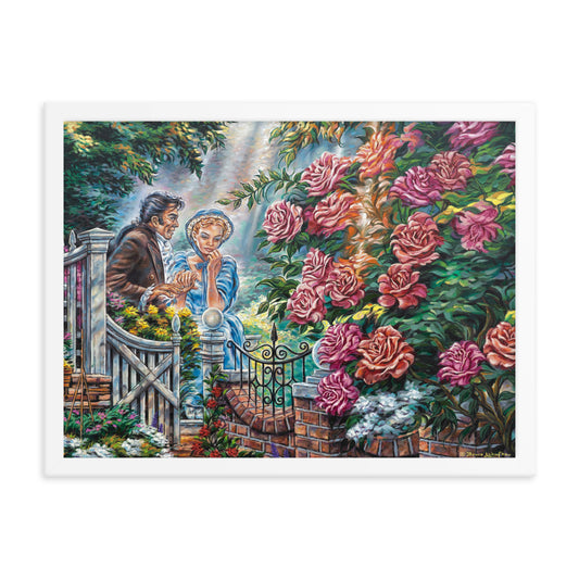 Framed photo paper poster: Beyond The Garden Gate
