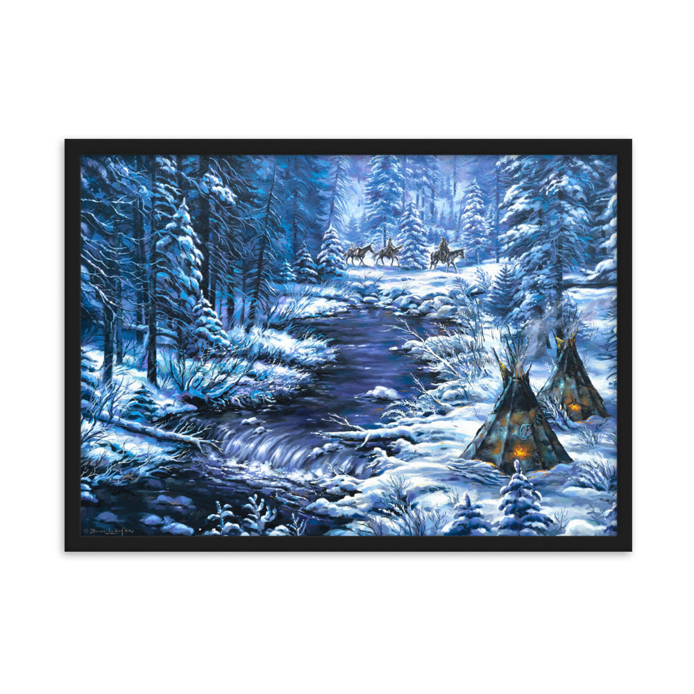 Framed matte paper poster: Home From The Winter Hunt