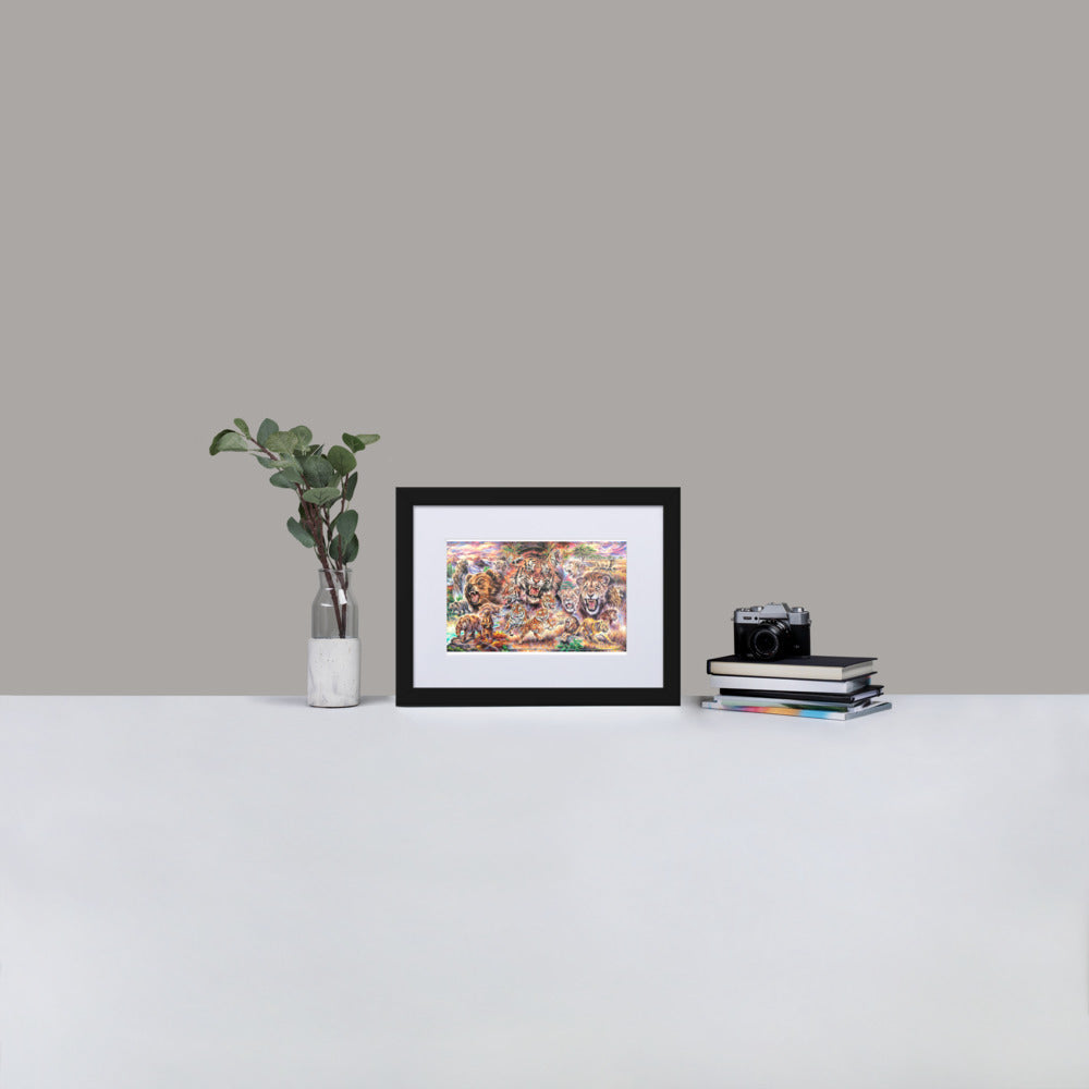 Matte Paper Framed Poster With Mat: Lions, Tigers, And Bears
