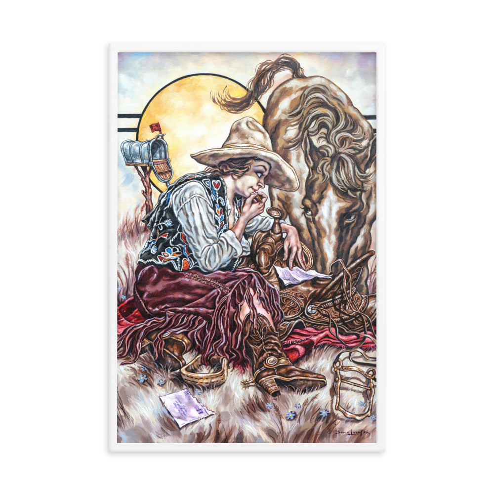 Framed photo paper poster: Cowgirl Mail