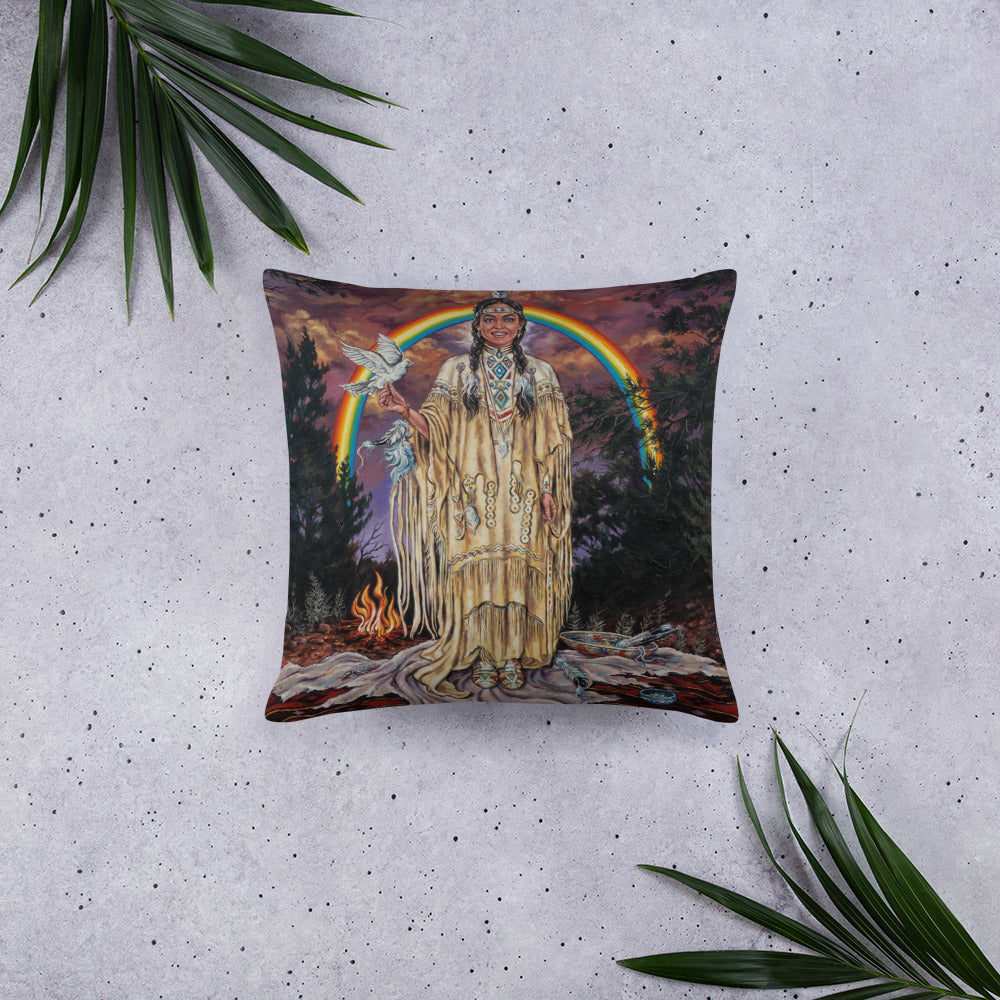 Throw Pillow: Rainbow Dove