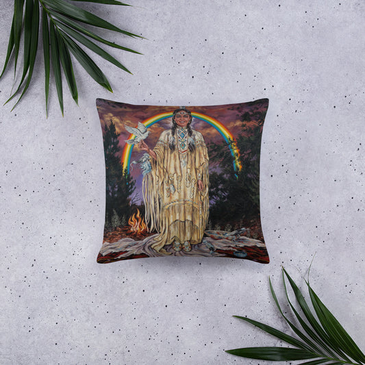 Throw Pillow: Rainbow Dove