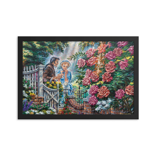 Framed photo paper poster: Beyond The Garden Gate