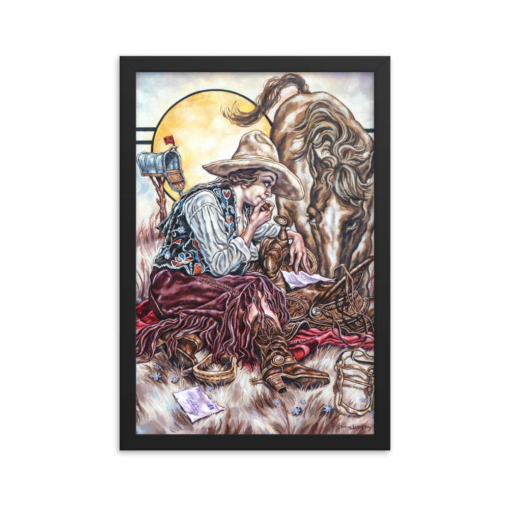 Framed photo paper poster: Cowgirl Mail