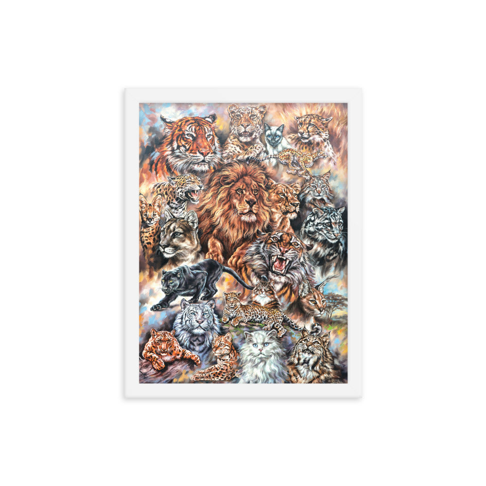 Framed photo paper poster: Meow! The Cat Family