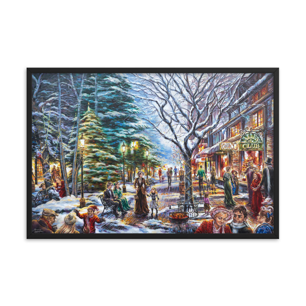Framed photo paper poster: Village Lights