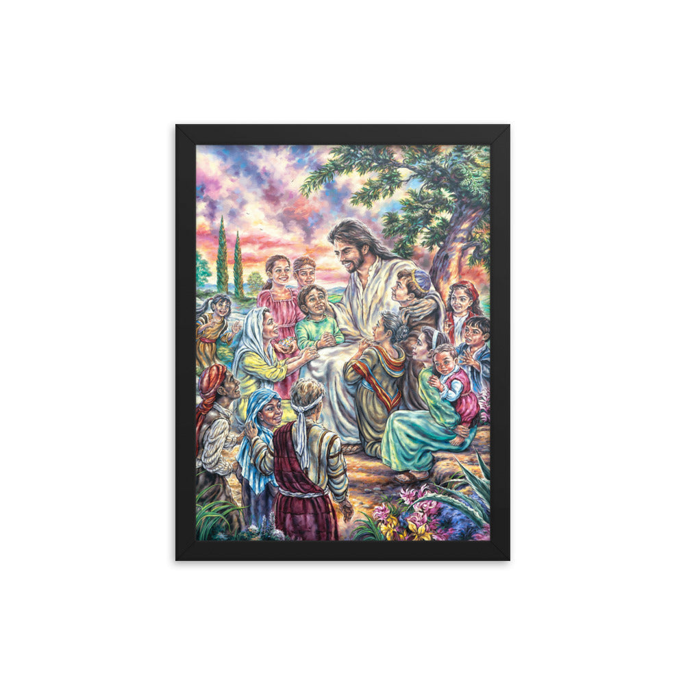 Framed photo paper poster: Christ And The Children