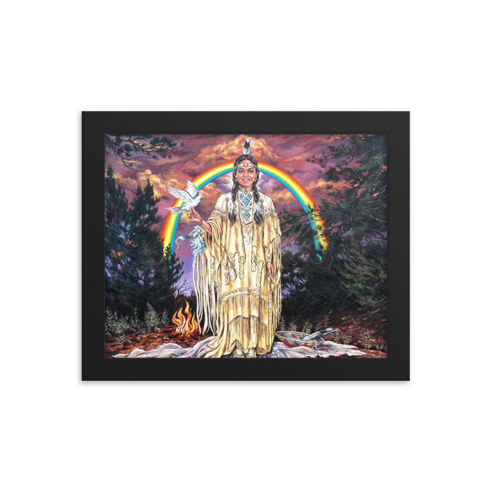 Framed photo paper poster: Rainbow Dove