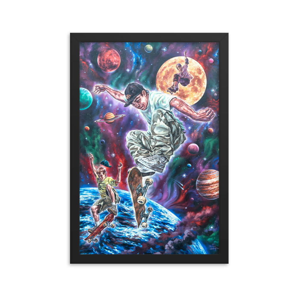 Framed photo paper poster: Moon Jumping