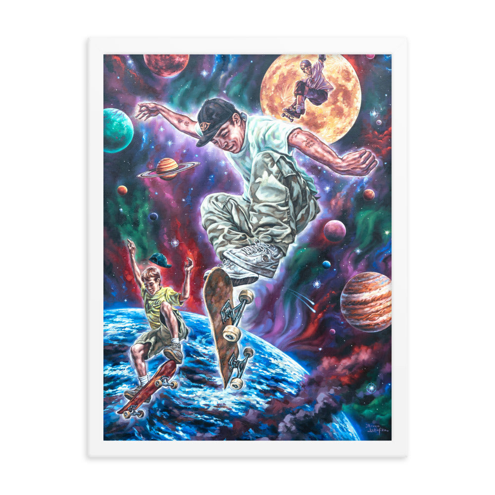 Framed photo paper poster: Moon Jumping