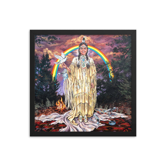 Framed photo paper poster: Rainbow Dove