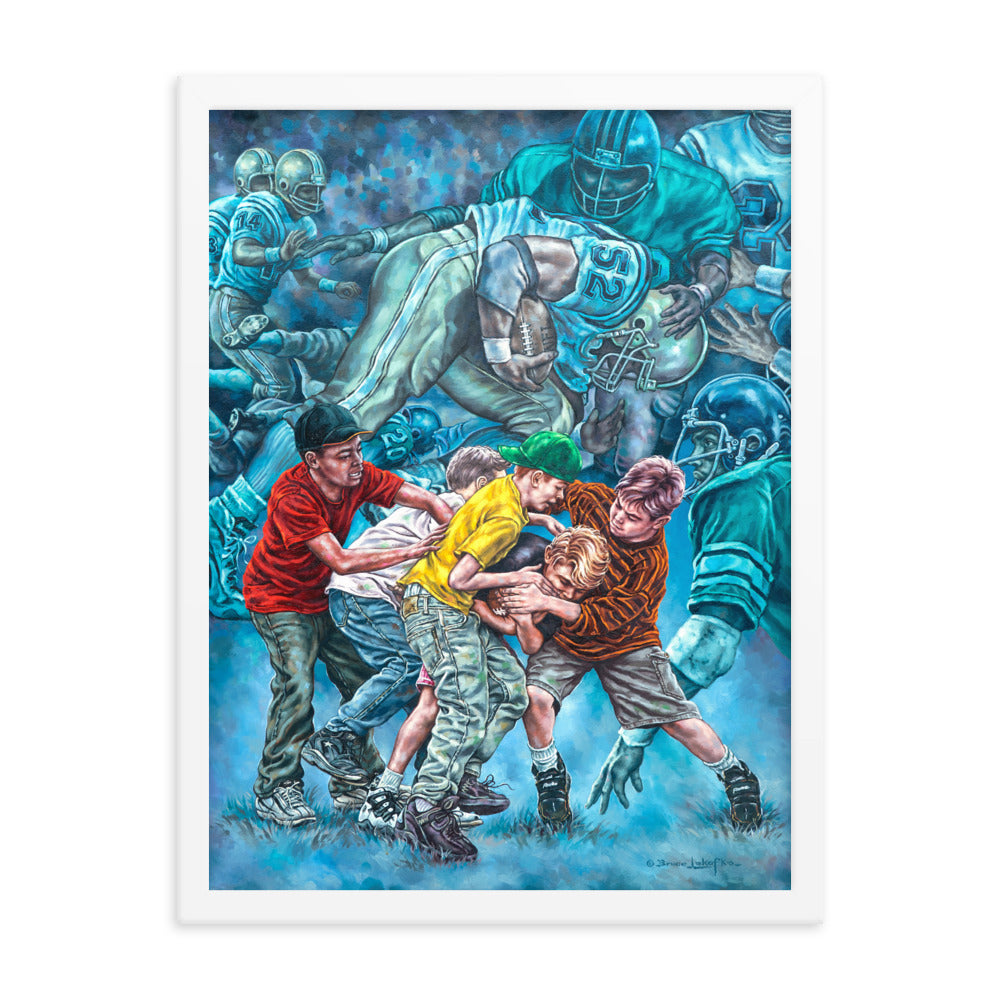 Framed photo paper poster: Fourth Down And Inches