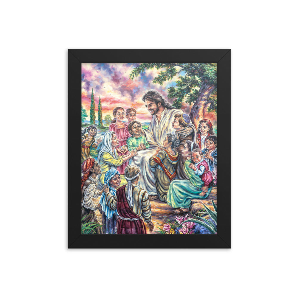 Framed photo paper poster: Christ And The Children