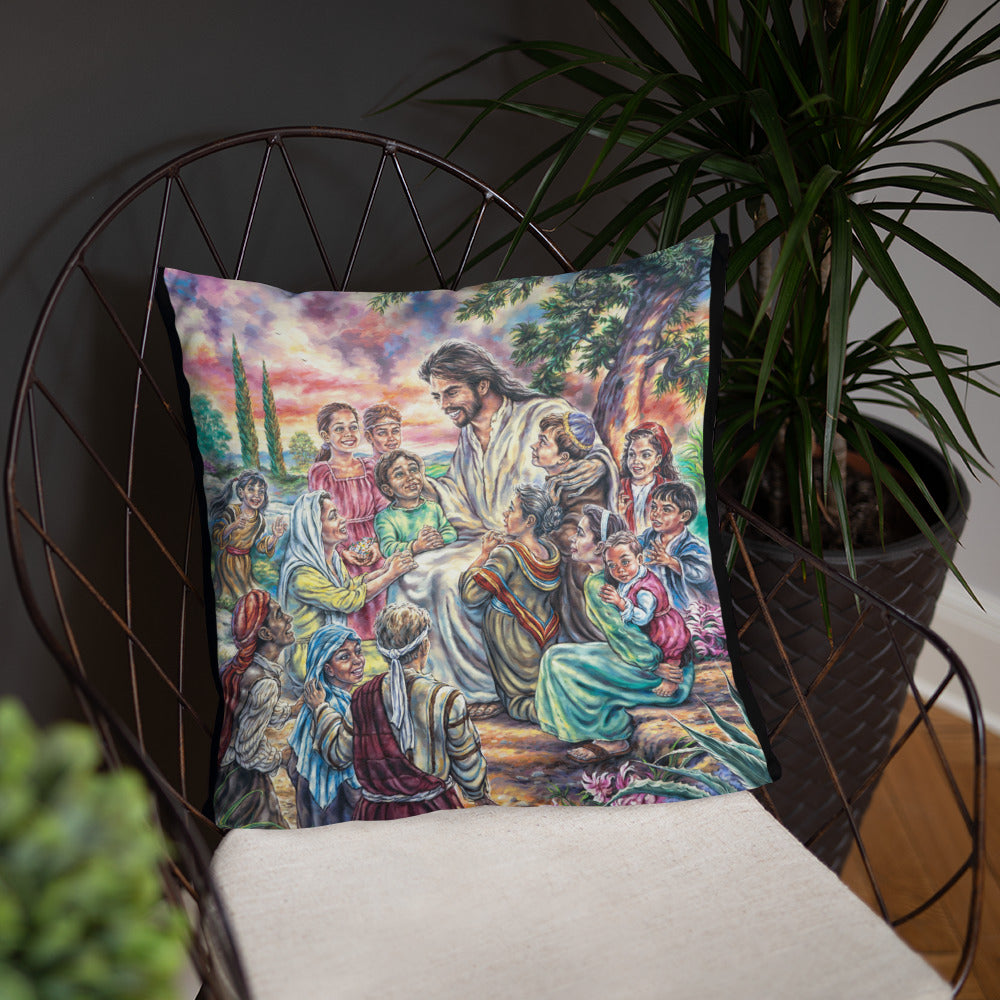 Throw Pillow: Christ And The Children