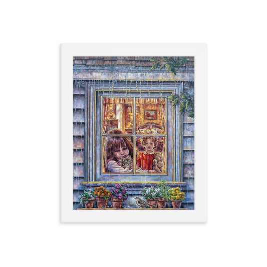Framed photo paper poster: Rain Rain Go Away
