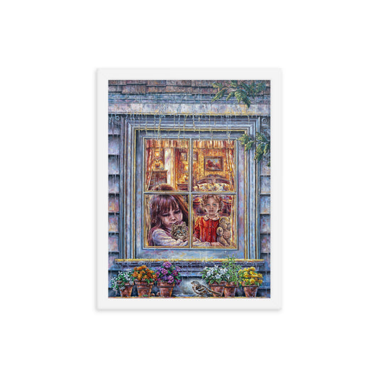 Framed photo paper poster: Rain Rain Go Away