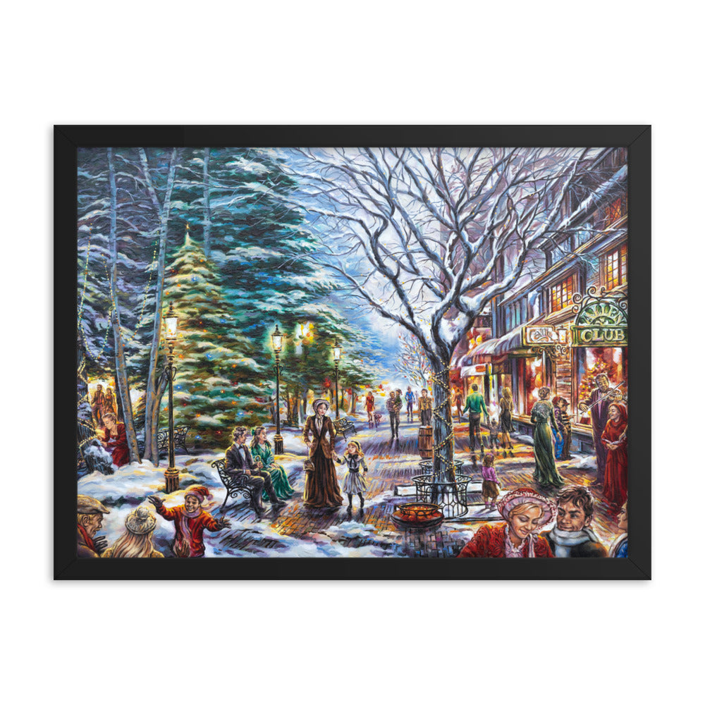 Framed photo paper poster: Village Lights