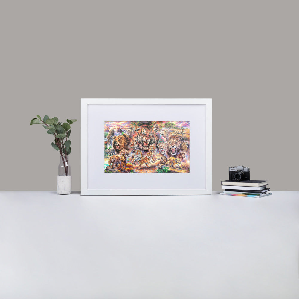 Matte Paper Framed Poster With Mat: Lions, Tigers, And Bears