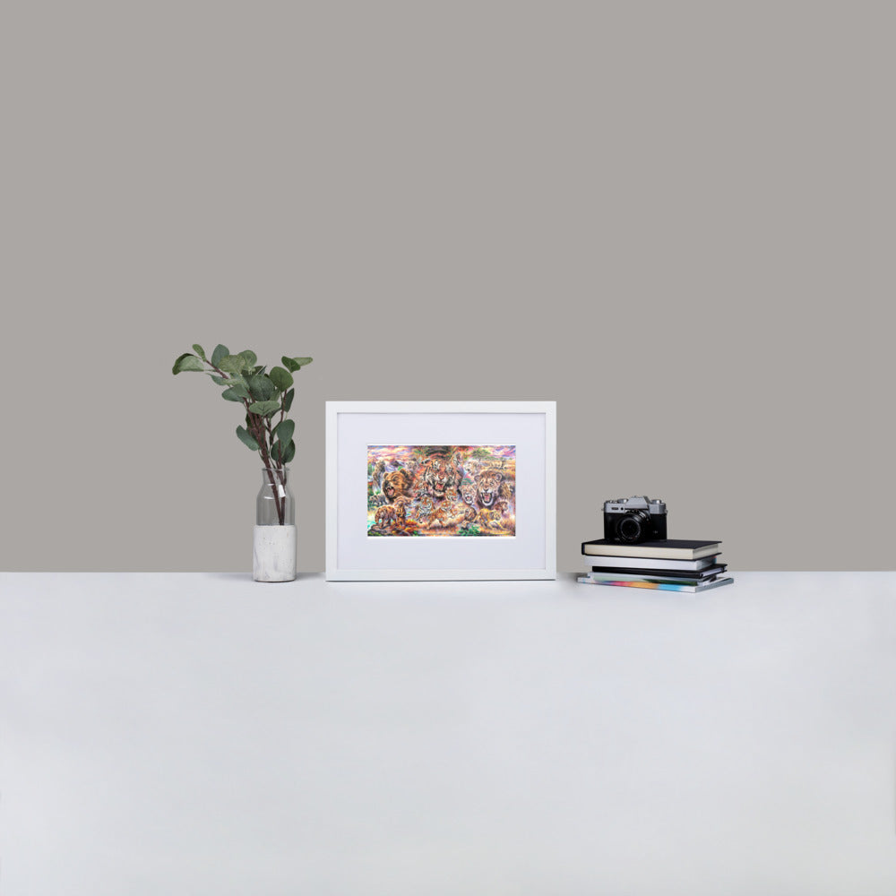 Matte Paper Framed Poster With Mat: Lions, Tigers, And Bears