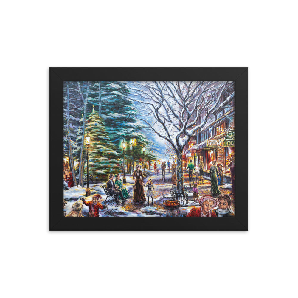 Framed photo paper poster: Village Lights