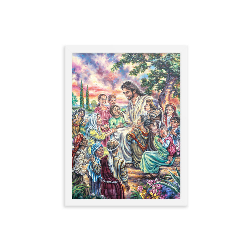 Framed photo paper poster: Christ And The Children