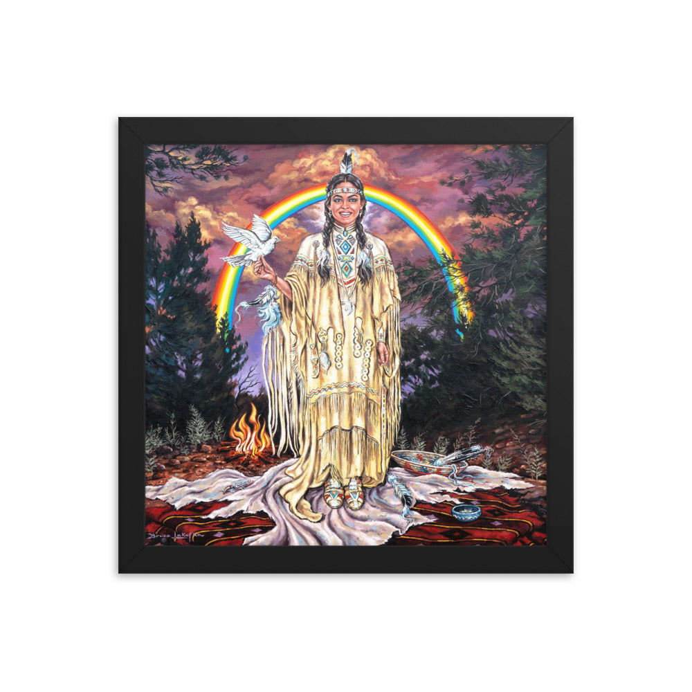 Framed photo paper poster: Rainbow Dove
