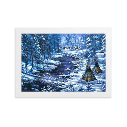 Framed matte paper poster: Home From The Winter Hunt