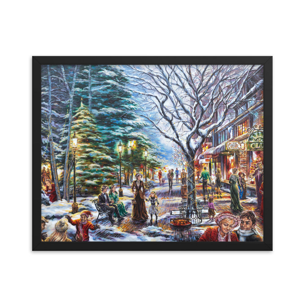 Framed photo paper poster: Village Lights