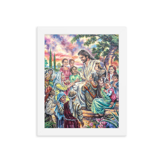 Framed photo paper poster: Christ And The Children