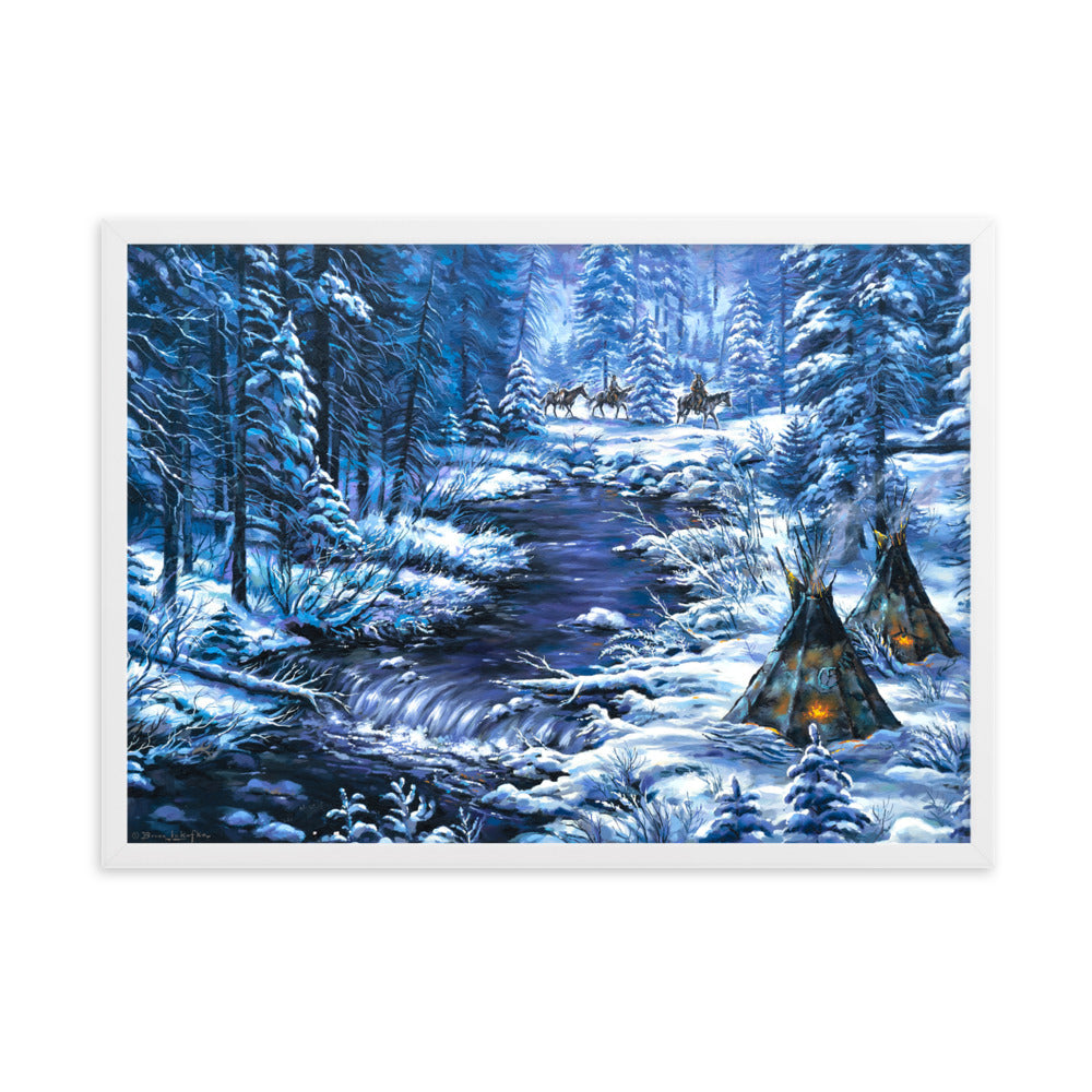 Framed matte paper poster: Home From The Winter Hunt