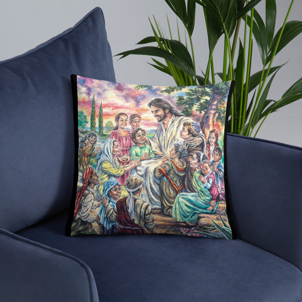 Throw Pillow: Christ And The Children