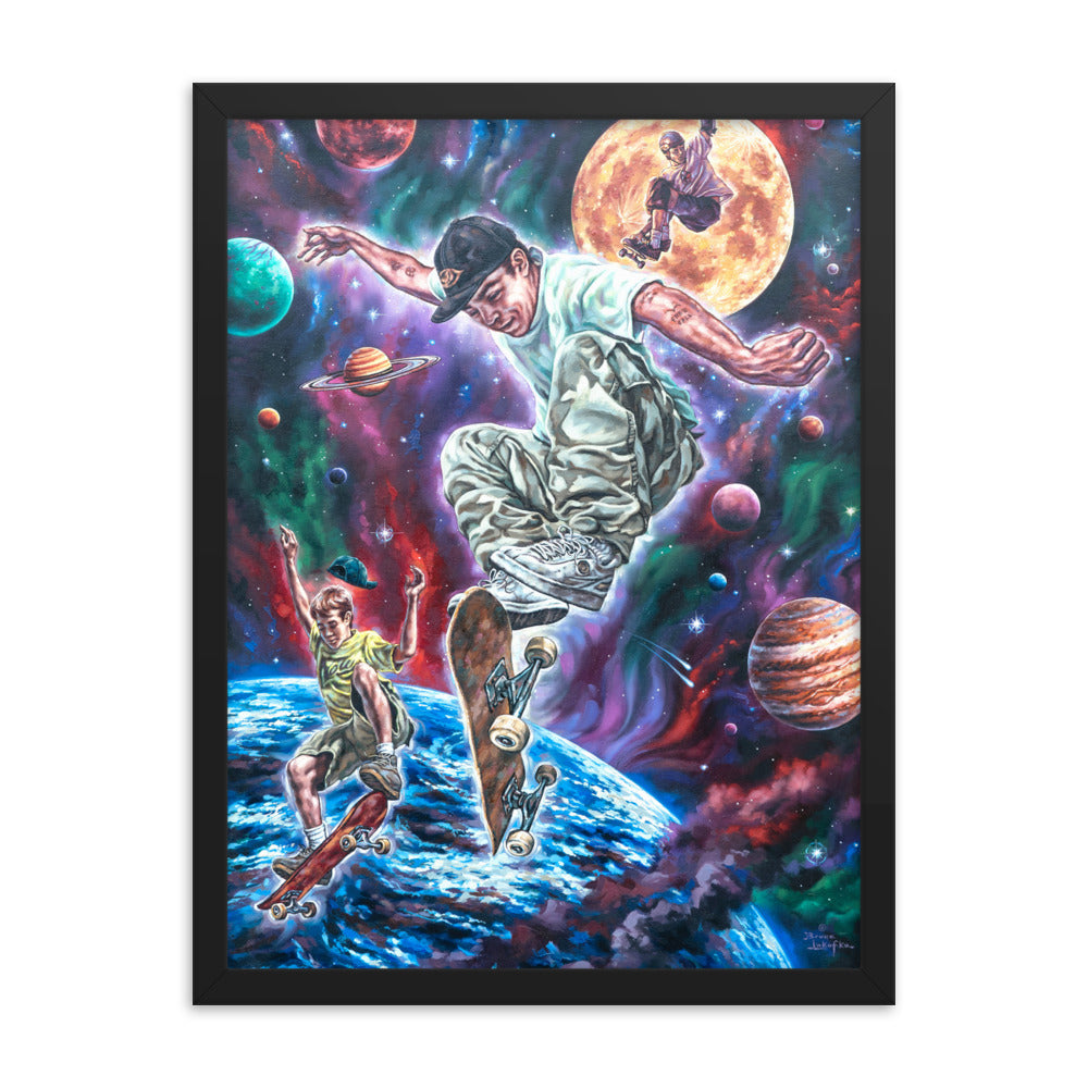 Framed photo paper poster: Moon Jumping