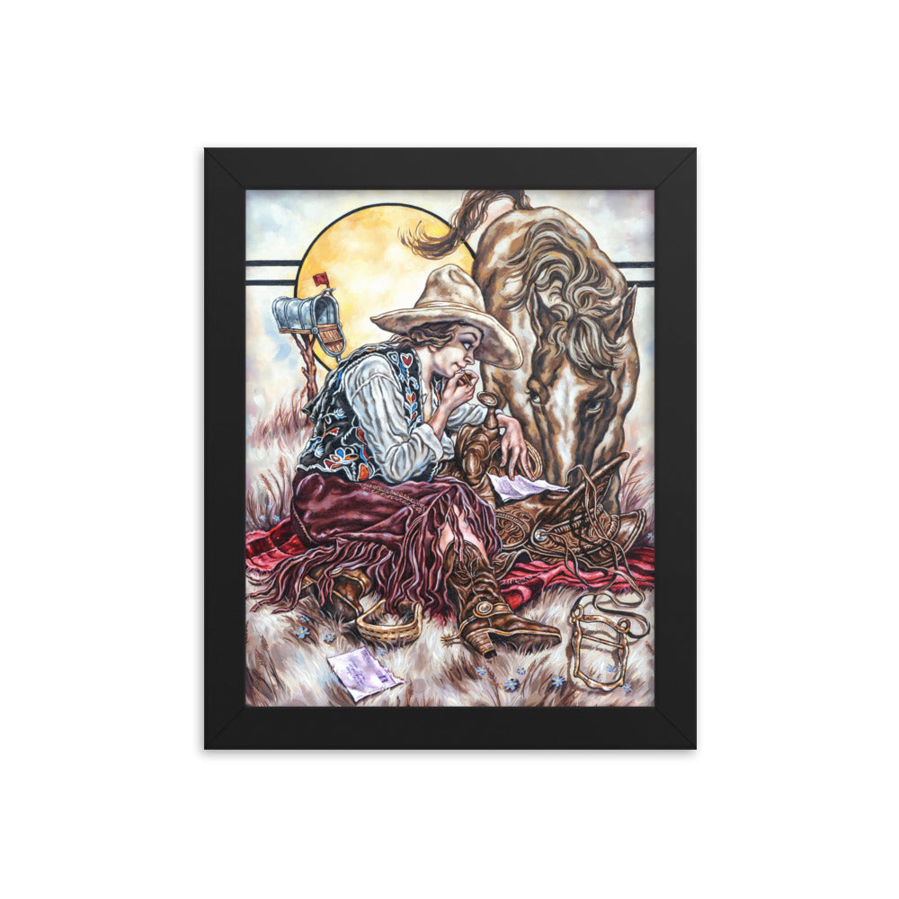 Framed photo paper poster: Cowgirl Mail