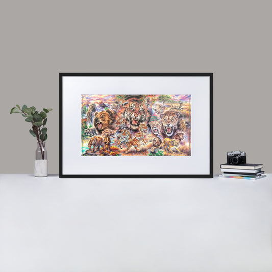 Matte Paper Framed Poster With Mat: Lions, Tigers, And Bears