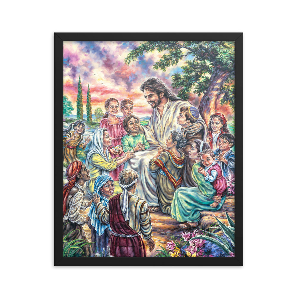 Framed photo paper poster: Christ And The Children