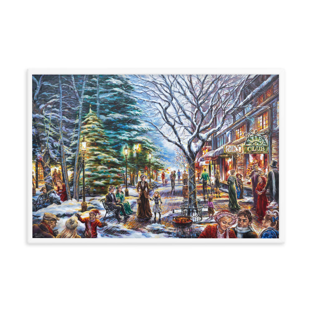 Framed photo paper poster: Village Lights