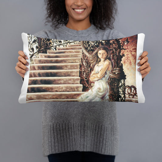 Basic Pillow: Girl At The Bottom Of The Staircase