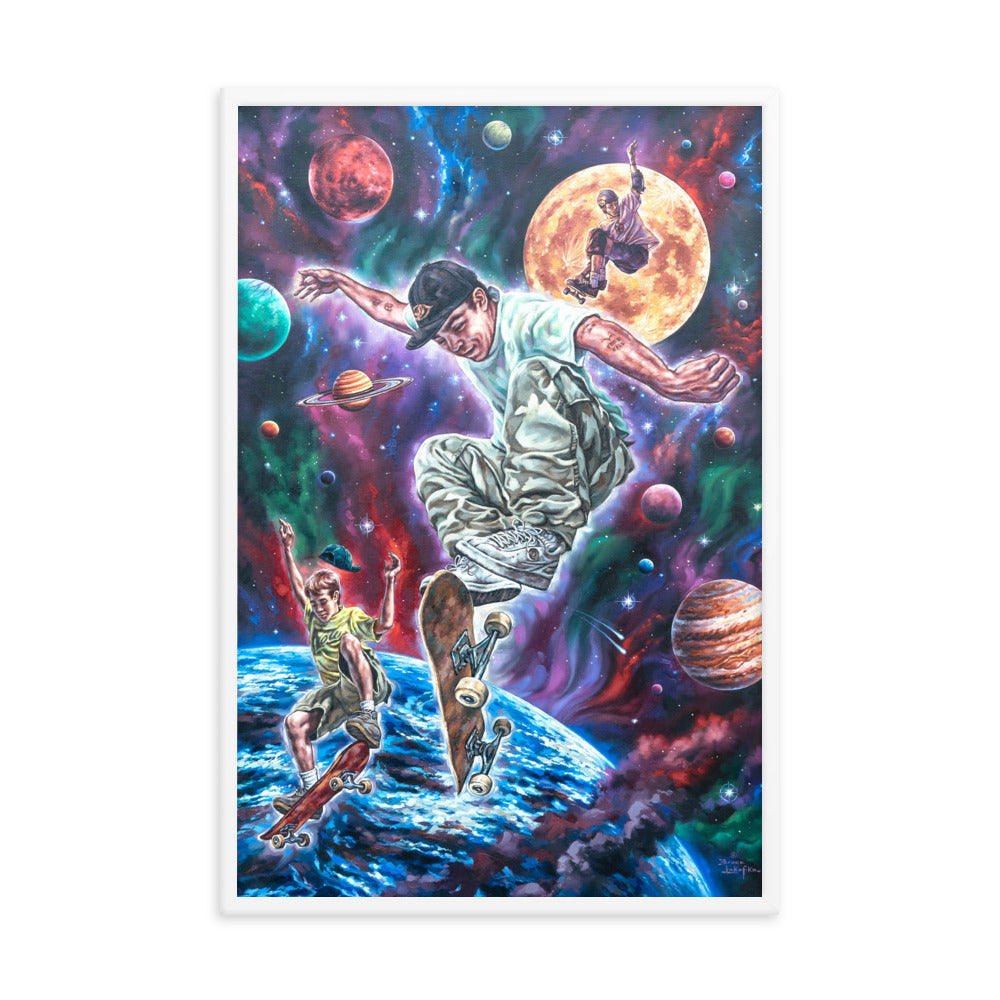 Framed photo paper poster: Moon Jumping