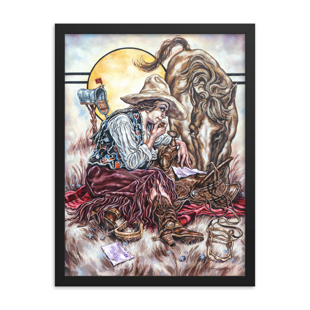 Framed photo paper poster: Cowgirl Mail